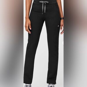Figs Black Straight-Leg Scrub Pants with Drawstring